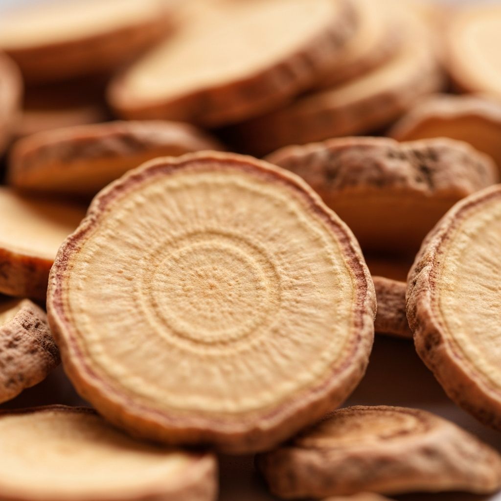 Dried maca root slices minimally processed