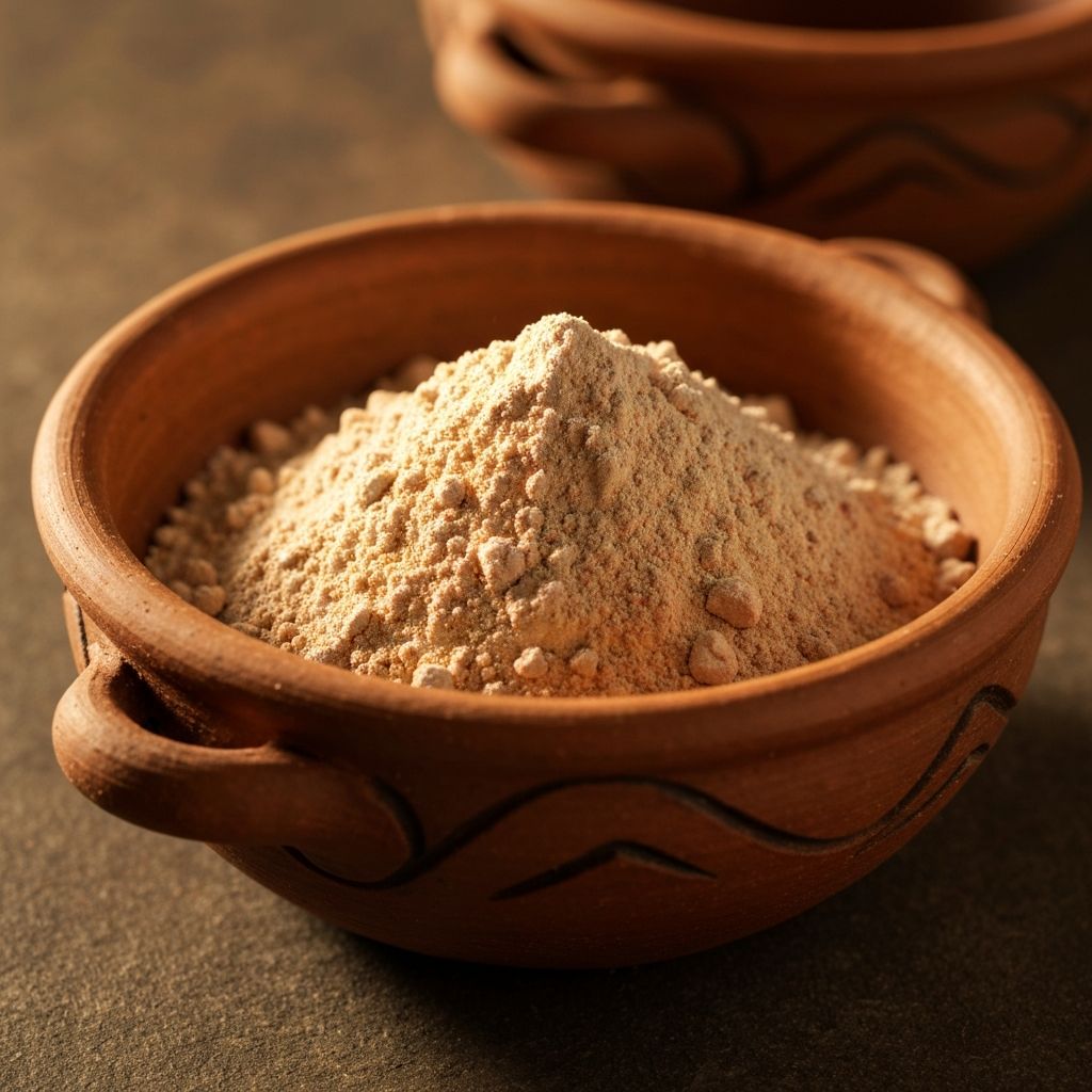 Lepidium meyenii ground root powder in traditional preparation